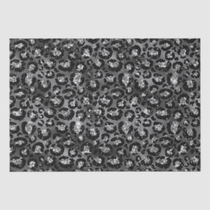 Leopardenmuster Schwarz und Silber Grau Seidenpapier
