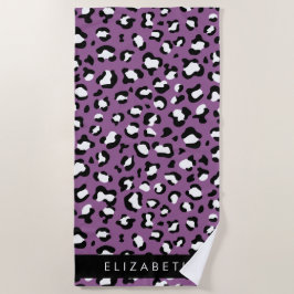Leopardenmuster, Spots, Lila Leopard, Ihr Name Strandtuch