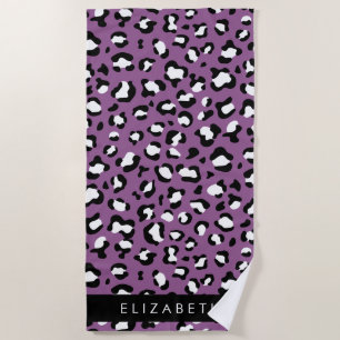 Leopardenmuster, Spots, Lila Leopard, Ihr Name Strandtuch