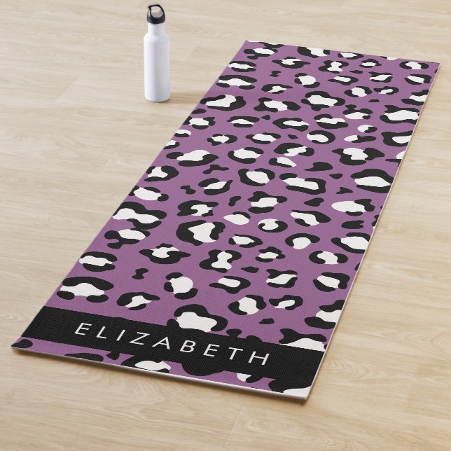 Leopardenmuster, Spots, Lila Leopard, Ihr Name Yogamatte (Beispiel)