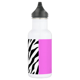 Leopardenmuster, Zebramuster, Tiermuster, Rosa Edelstahlflasche