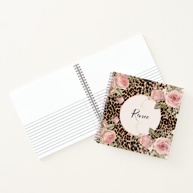 Leopardenpatrone mit leichten Rose Notizbuch (Innenseite)