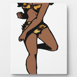 Leopardenprint afrikanischer Pin-Up Fotoplatte
