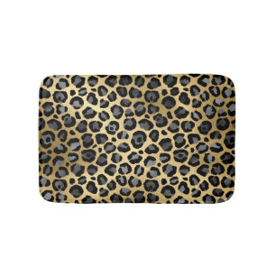 Leopardenprint Elegant Grau, Schwarz & Gold Badematte