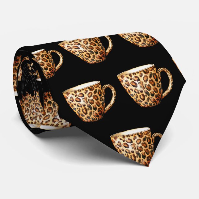 Leopardenprint-Kaffeetassen-Schlips Krawatte (Gerollt)