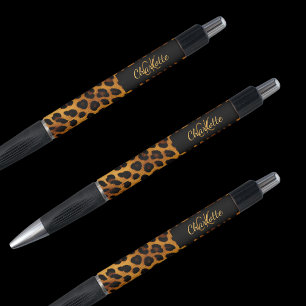Leopardenprint-Monogramm-Signaturname Kugelschreiber