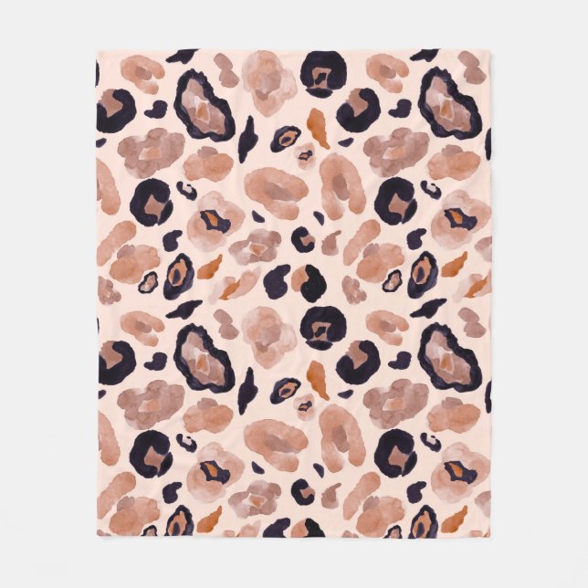 Leopardenprint, nahtlos, beige Hintergrund. Fleecedecke (Vorderseite)