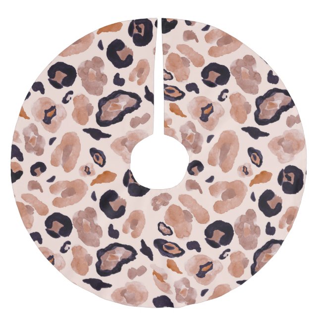 Leopardenprint, nahtlos, beige Hintergrund. Polyester Weihnachtsbaumdecke (Vorderseite)