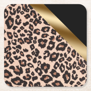 Leopardenprint-Quadratischer Papier-Unterleger Rechteckiger Pappuntersetzer