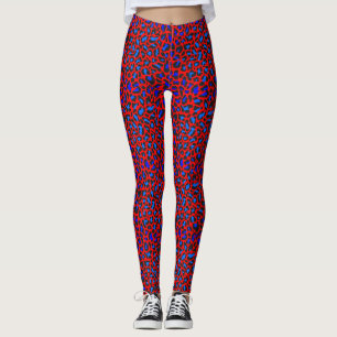 Leopardenprint Rot Blau Schwarze Leggings