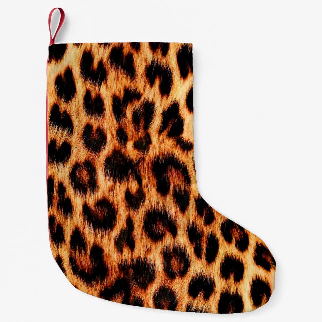 Leopardenstruktur, afrikanisches Tiermuster. Kleiner Weihnachtsstrumpf (Vorderseite)