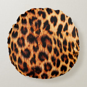 Leopardenstruktur, afrikanisches Tiermuster. Rundes Kissen