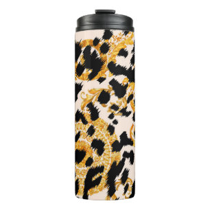 Leopardenstruktur: goldbarocke Muster. Thermosbecher