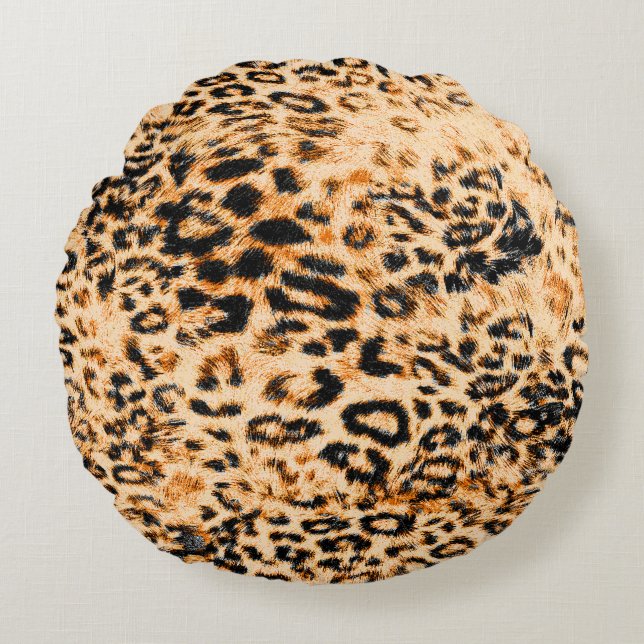 Leopardenstruktur, Leopardenmuster Rundes Kissen (Vorderseite)