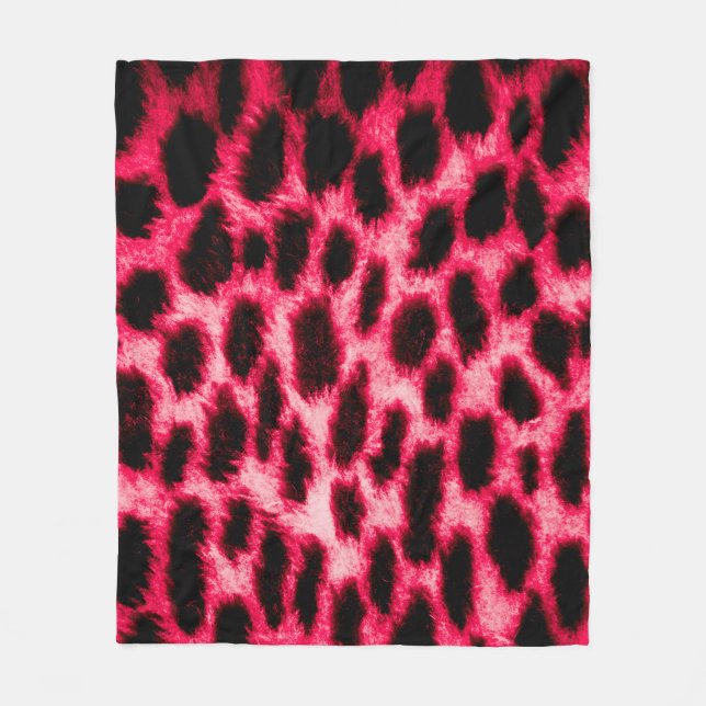 Leopardentextur in Schwarz und Rot Fleecedecke (Vorderseite)