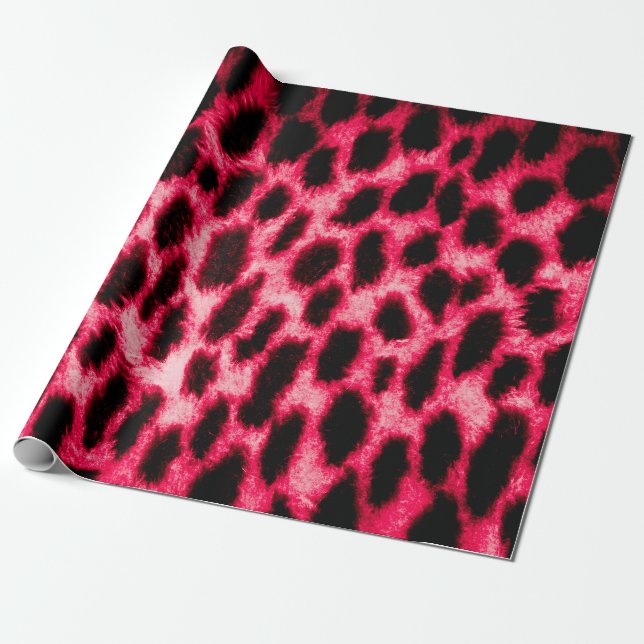 Leopardentextur in Schwarz und Rot Geschenkpapier (Ungerollt)