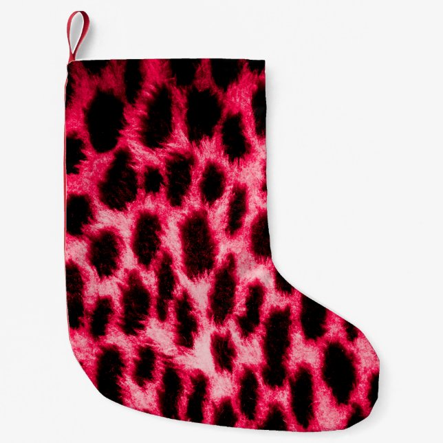 Leopardentextur in Schwarz und Rot Kleiner Weihnachtsstrumpf (Vorderseite)