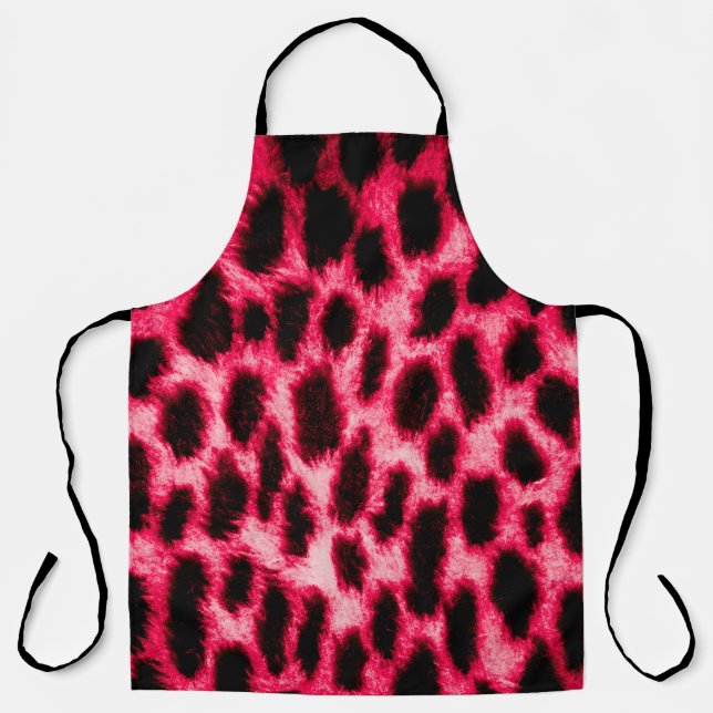 Leopardentextur in Schwarz und Rot Schürze (Vorderseite)
