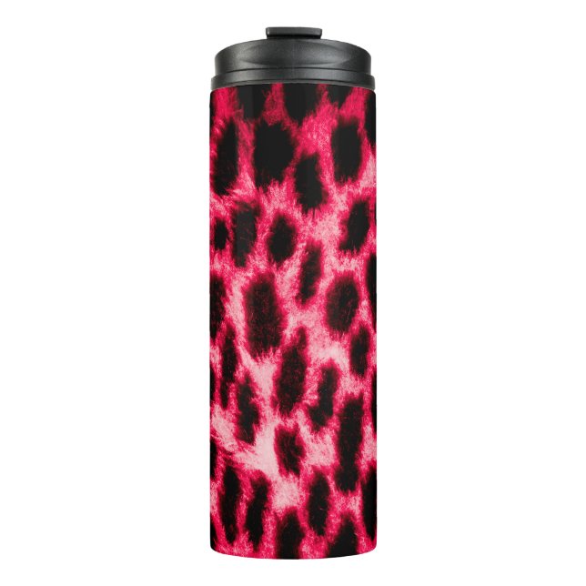 Leopardentextur in Schwarz und Rot Thermosbecher (Vorderseite)