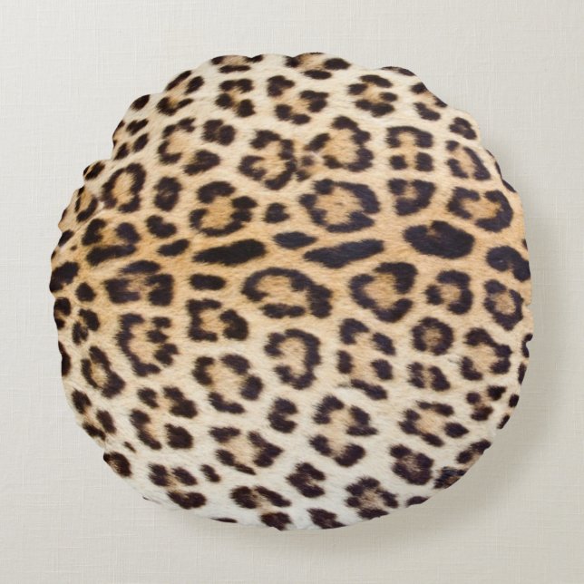 Leopardhaar Rundes Kissen (Vorderseite)