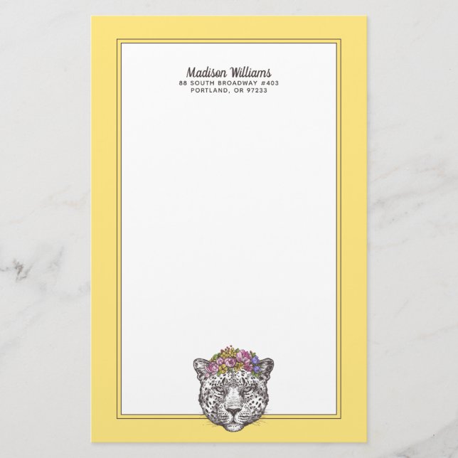 Leopardhippie-Chic | addieren Ihren Namen Briefpapier (Vorderseite)