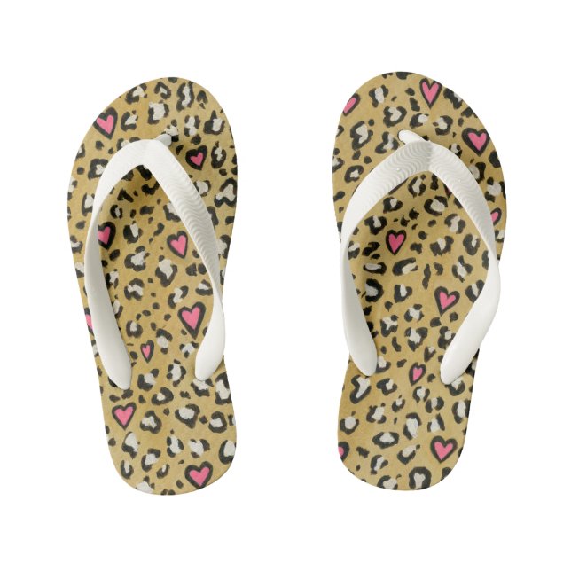 Leopardin Herz / Leopardin rosa Herz Kinderbadesandalen (Fußbett)