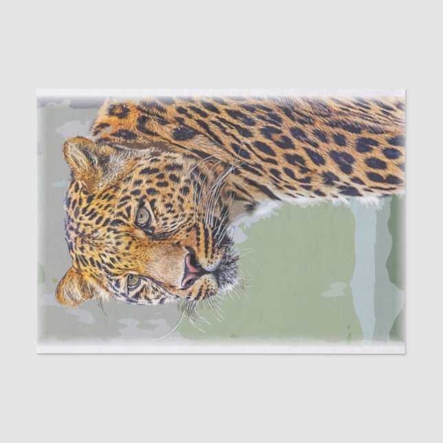 Leopardkatze Wildlife Aquarell Seidenpapier (Vorderseite)