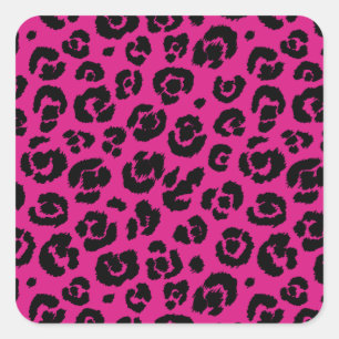 leopardmusthotpink.png quadratischer aufkleber