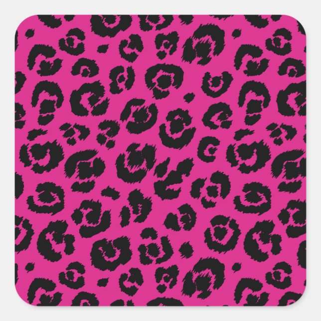 leopardmusthotpink.png quadratischer aufkleber (Vorderseite)
