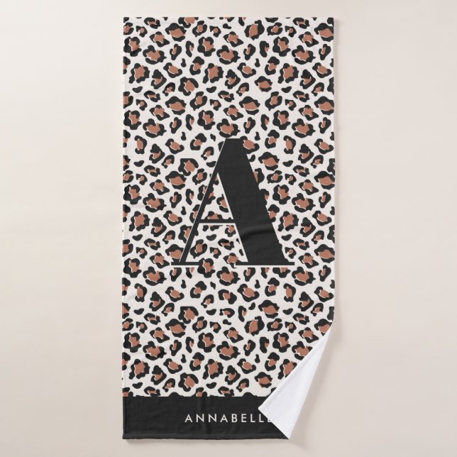 Leopardprint Ersttypografie Moderne Terrakotta Badehandtuch (Badehandtuch)