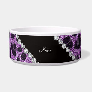 Leopardruckdruck Individuelle Name Light lila Glit Napf