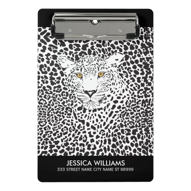 Leopardrucke für schwarze und weiße Flecken Mini Klemmbrett (Vorderseite)