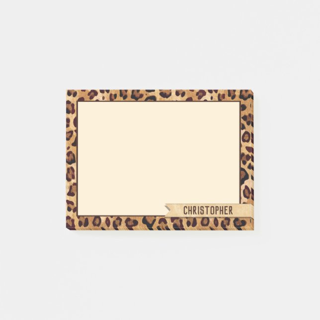 Leopardrucke Hinzufügen der Namensgrenze Post-it Klebezettel (Vorderseite)