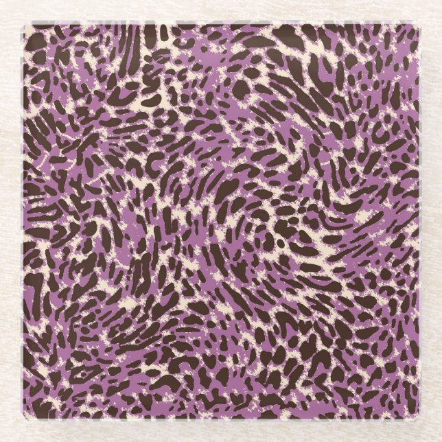 Leopardrucke, klassisches Tiermuster. Glasuntersetzer (Vorderseite)