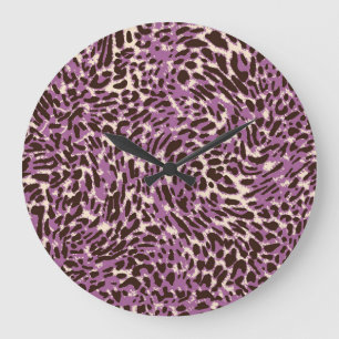 Leopardrucke, klassisches Tiermuster. Große Wanduhr