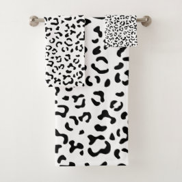 Leopardrucke, Leoparden, Schwarz und Weiß Badhandtuch Set