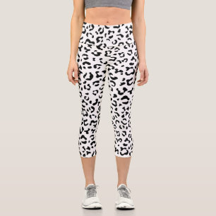 Leopardrucke, Leoparden, Schwarz und Weiß Capri Leggings