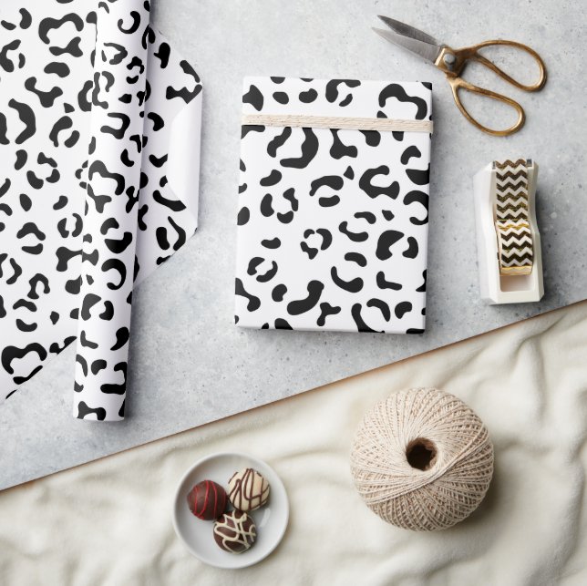 Leopardrucke, Leoparden, Schwarz und Weiß Geschenkpapier (Kunsthandwerk)