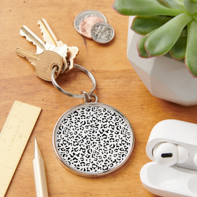 Leopardrucke, Leoparden, Schwarz und Weiß Schlüsselanhänger (Schreibtisch)