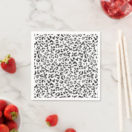 Leopardrucke, Leoparden, Schwarz und Weiß Serviette