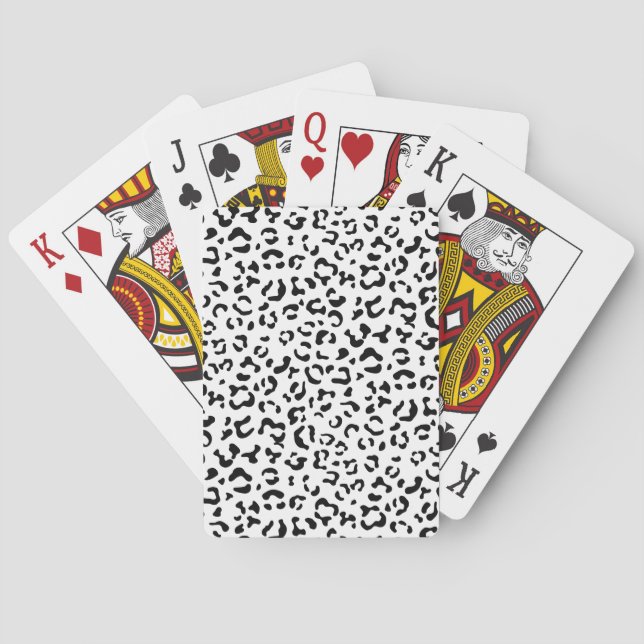 Leopardrucke, Leoparden, Schwarz und Weiß Spielkarten (Rückseite)