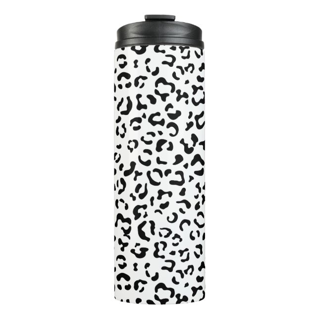 Leopardrucke, Leoparden, Schwarz und Weiß Thermosbecher (Vorderseite)
