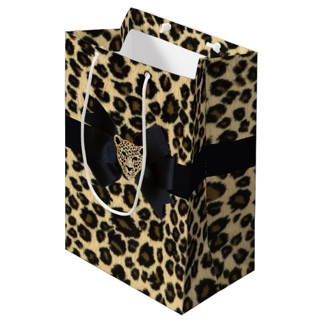 Leopardrucke Mittlere Geschenktüte (Vorderseite Schrägansicht)