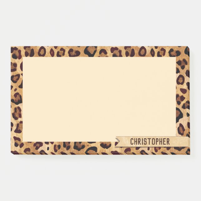 Leopardrucke Name hinzufügen Post-it Klebezettel (Vorderseite)
