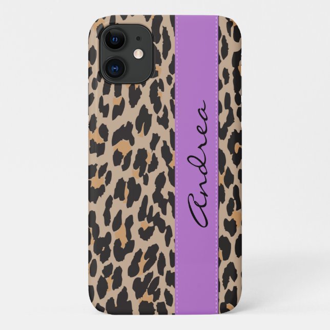 Leopardrucke, Spots, Braunleopard, Ihr Name Case-Mate iPhone Hülle (Rückseite)