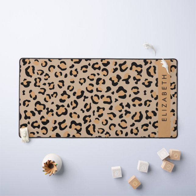 Leopardrucke, Spots, Braunleopard, Ihr Name Schreibtischunterlage (Kindertisch)