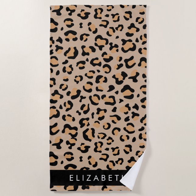 Leopardrucke, Spots, Braunleopard, Ihr Name Strandtuch (Vorderseite)
