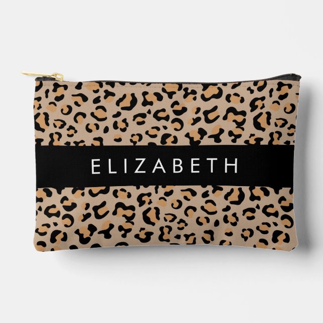 Leopardrucke, Spots, Braunleopard, Ihr Name Zubehörtasche (Vorderseite)