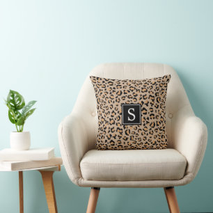 Leopardrucke, Spots, Braunleopard, Monogramm Kissen