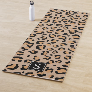 Leopardrucke, Spots, Braunleopard, Monogramm Yogamatte